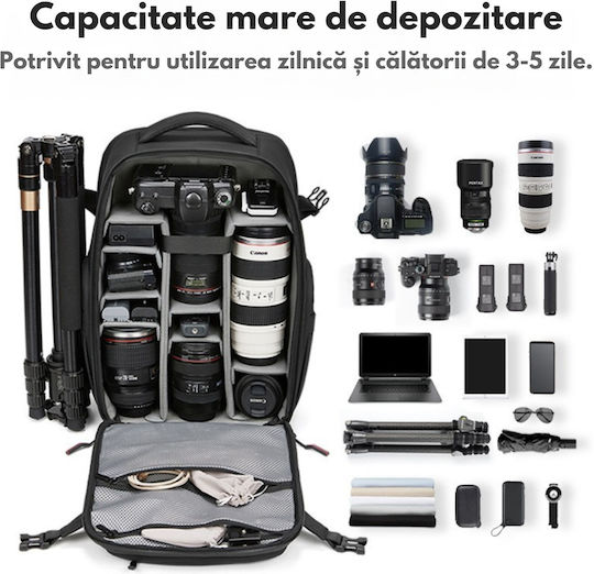 Rucsac Foto Multifuncțional 2 În 1 Geantă Profesională Pentru Camere Dslr Mirrorless Camere Sport Dronă Suport Pentru Trepied Obiective Accesorii Compartiment Pentru Laptop Impermeabil Rucsac Cu Buzunare Multiple Capacitate Mare 20x43x30 Cm