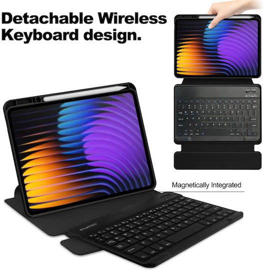 Θήκη Αποσπώμενο 360 Rotating Bluetooth Keyboard Υποδοχή Pen Xiaomi Pad 8 8 Pro 7 7 Pro Black