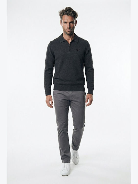 Polo Langarm Graue Bluse