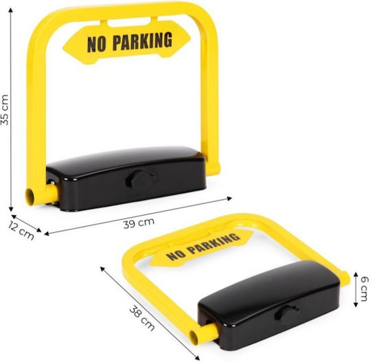 Folding Parking Lock Remote Control Anti-theft System Ground Mount Automatic Retraction Integrated Alarm Remote Control Up To 20 M Water Weather Resistant Includes Fixing Elements Dimensions 39 X 12 X 35 Cm Yellow Black