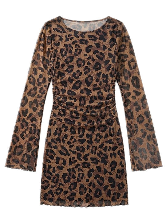 Sommer Mini Abend Hemdkleid mit Masche Braun-Schwarz