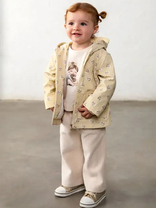 Waterproof Kids Casual Short Jacket Ecru