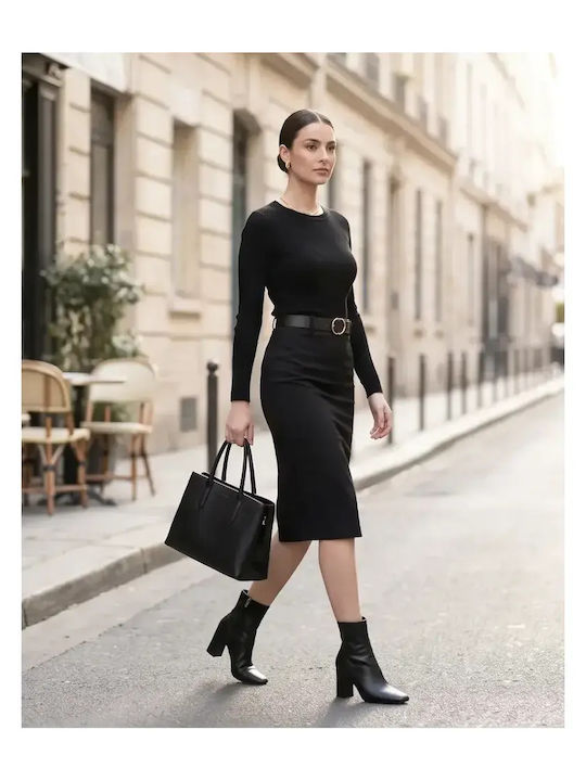 Pencil Midi Skirt Black