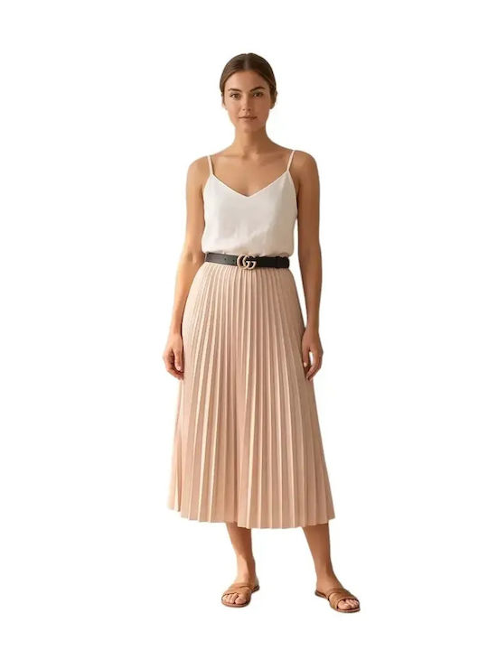 Pleated Skirt Beige