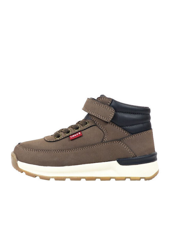 Kids Ankle Boots with Hoop & Loop Closure Brown