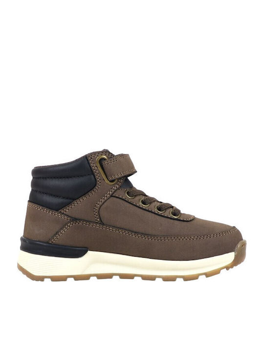 Kids Ankle Boots with Hoop & Loop Closure Brown