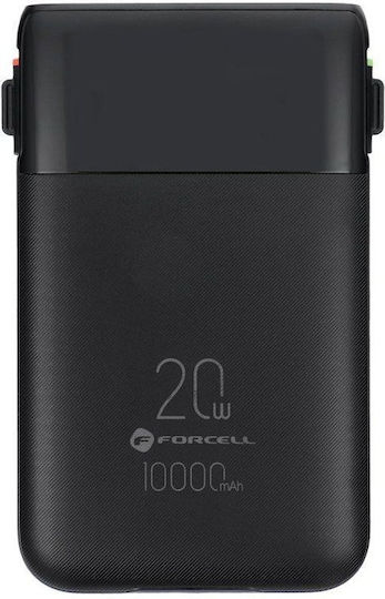 Forcell F-Energy F10K6 Външна батерия 10000mAh 22.5W с USB-A Порт Power Delivery / Quick Charge Черен