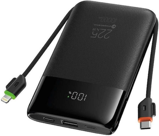 Forcell F-Energy F10K6 Външна батерия 10000mAh 22.5W с USB-A Порт Power Delivery / Quick Charge Черен