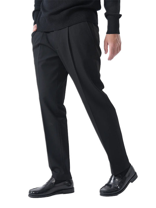 Men's Elastic Regular Fit Black Trousers