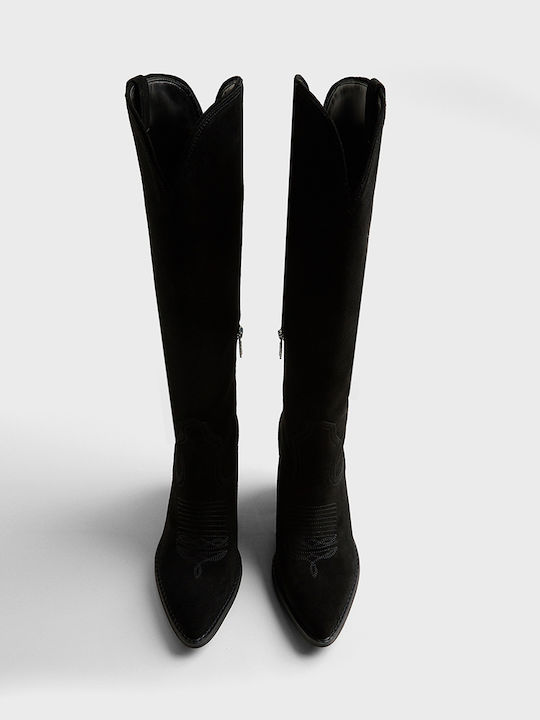 Damenstiefel Schwarz mit Wildleder