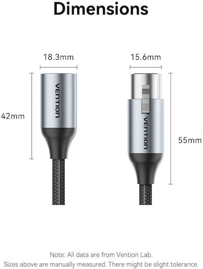 Vention Audio Xlr M-f Cable Braided-metal 5.0m Bkhhj
