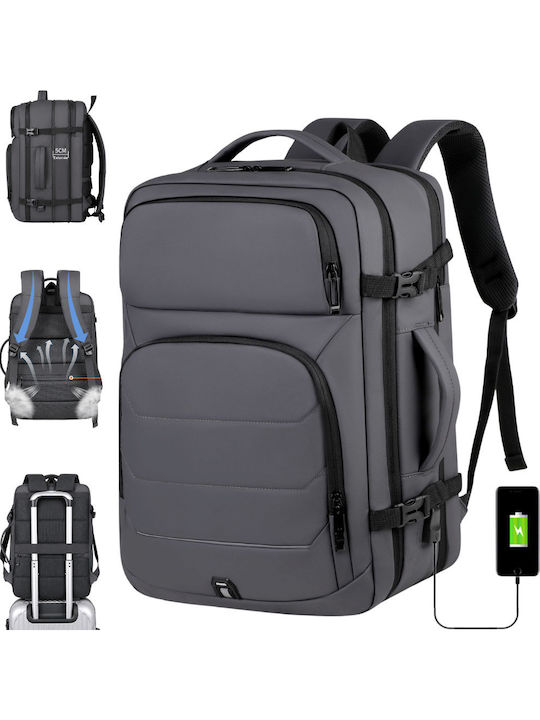 Reise Rucksack 17-Zoll Laptoptasche Raum Erweiterbar Wasserdicht Ideal Flüge Kabinen Kompatibel Multifunktionaler Rucksack Visionhub Usb-Ladestelle Mehrere Taschen Große Kapazität 47x19x31 Cm Grau