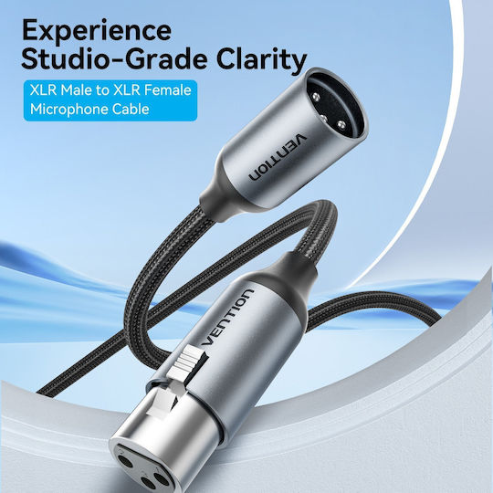 Vention Audio Xlr M-f Cable Braided-metal 3.0m Bkhhi