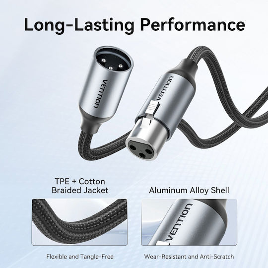 Vention Audio Xlr M-f Cable Braided-metal 5.0m Bkhhj