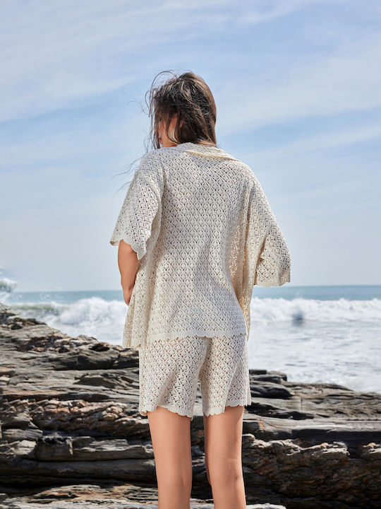 SweetFashion Îmbrăcăminte De Plajă Pentru Femei Caftan Bej