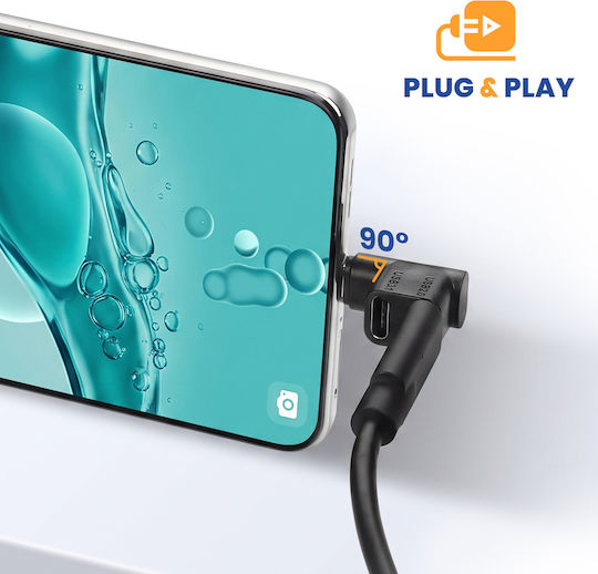 Avizar Мини двоен USB-C сплитер под прав ъгъл 90° 100W зареждане 4K 10Gbps черен
