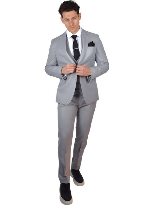 Men's Suit with Vest Grey Light