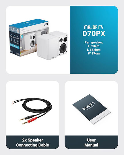 Majority Passive Ηχεία Studio Monitor 60W (Ζεύγος) Λευκά