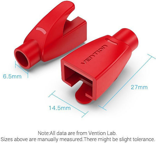 Vention Rj45 Strain Relief Boots Red Pvc Type 50-pack Iodr0-50 Veniodr0-50 Veniodr0-50