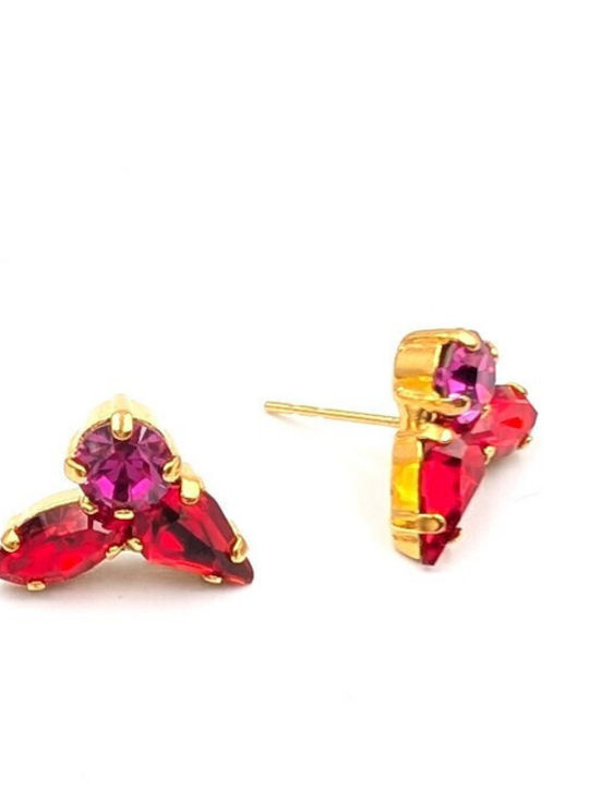 Swarovski Σκουλαρίκια Καρφωτά με Πέτρες Φούξια