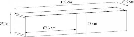 Телевизионно Мебел Aristo от Метал и Дърво с LED Осветление Сив Бетон Ш135xД31.6xВ25cm