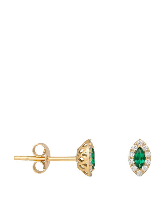 Σκουλαρίκια Καρφωτά από Χρυσό 9Κ με Πέτρες Πράσινα Σκουλαρίκια Καρφωτά από Χρυσό 9Κ με Πέτρες Πράσινα