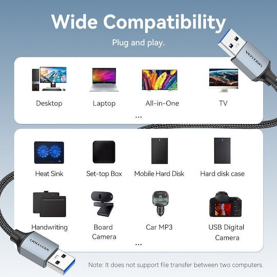 Vention Cable Usb-a 3.0 M-m Braided 1.5m Ctshg