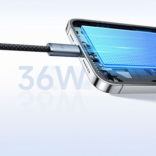 Mcdodo Cablu Lightning Usb-C Încărcare Rapidă Usb Tip C 36W 1M Led Negru