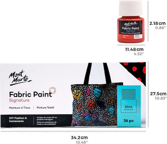 Mont Marte Textilfarbe Set 36 Stücke x 20ml