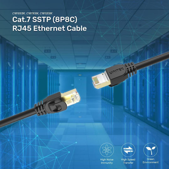 Unitek U/FTP (STP) Cat.7 (10Gbps) Network Cable Ethernet 0.5m Black