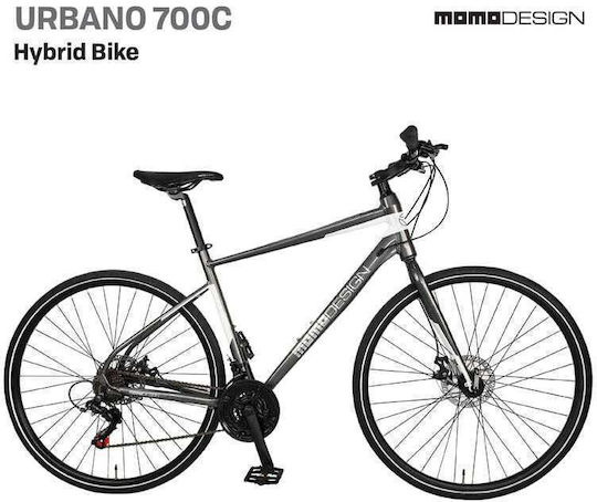 MomoDesign Bicicletă De Drum Gri 28" Cu Nivele De Viteză Și Frâne Mecanice Cu Disc