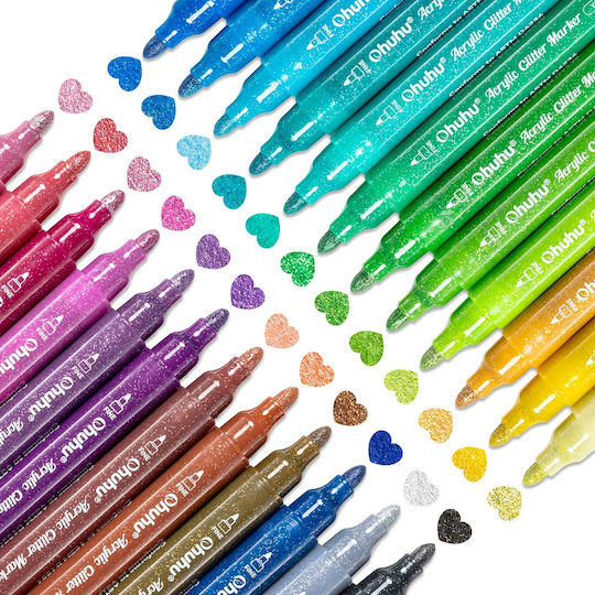 Ohuhu Markere de pictură Acrilic 3mm cu Glitter Set 24 Culori