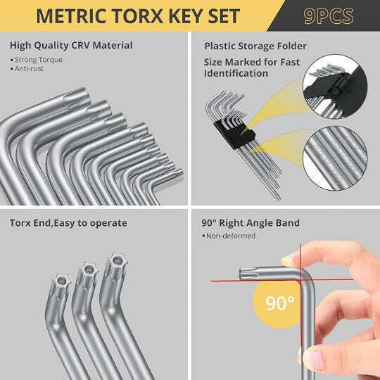 Set 9 Torx Wrenches L-Shaped