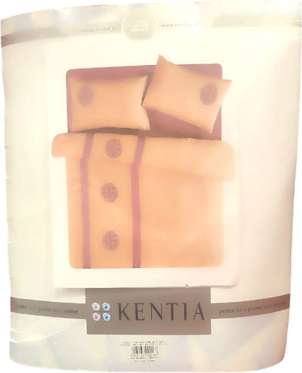 Kentia Σετ Παπλωματοθήκη Βαμβακερή 160x240cm Μονή με Μαξιλαροθήκη 19-γκρι-πετρολ