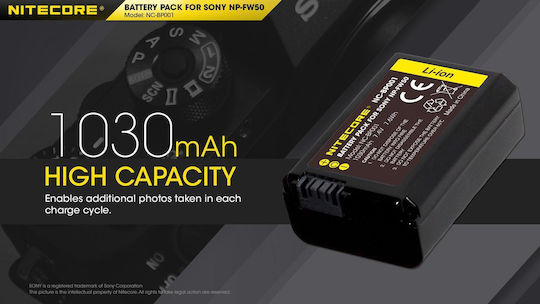 NiteCore Camera Battery NP-FW50 Lithium Ion (Li-Ion) 1030mAh Compatible with Sony