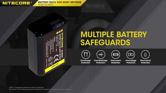 NiteCore Camera Battery NP-FW50 Lithium Ion (Li-Ion) 1030mAh Compatible with Sony