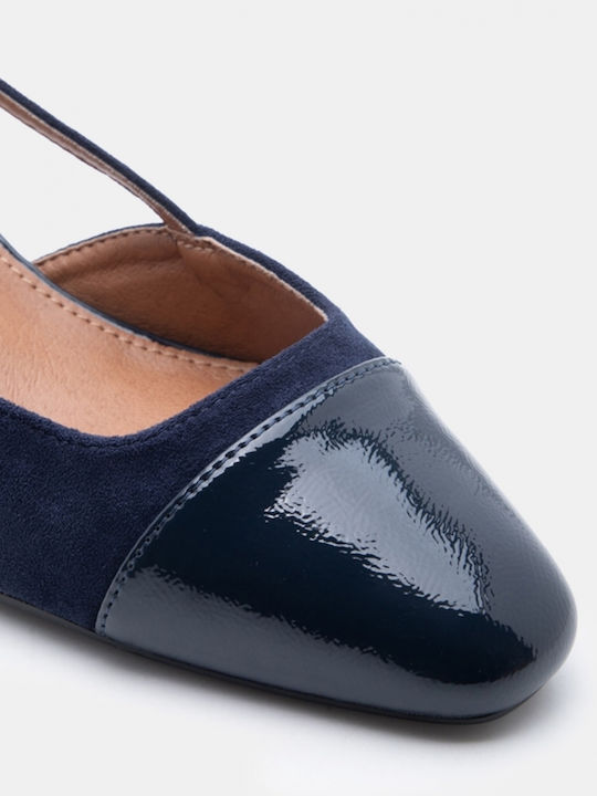 Spitze Zehe Pumps mit Mittlerem Absatz Navy Blau