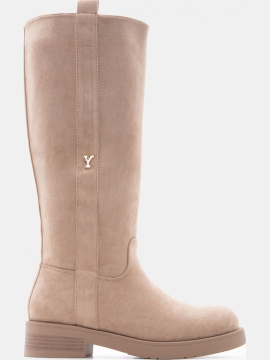 Suede Women's Boots Beige