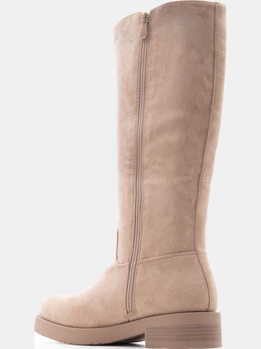 Suede Women's Boots Beige