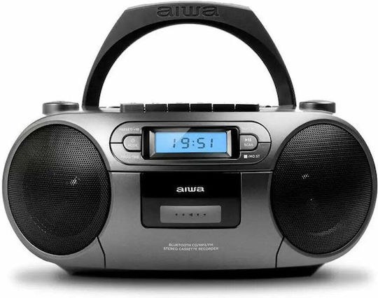 Aiwa Φορητό Ηχοσύστημα BBTC-550 με Bluetooth / CD / MP3 / USB / Κασετόφωνο / Ραδιόφωνο σε Ασημί Χρώμα