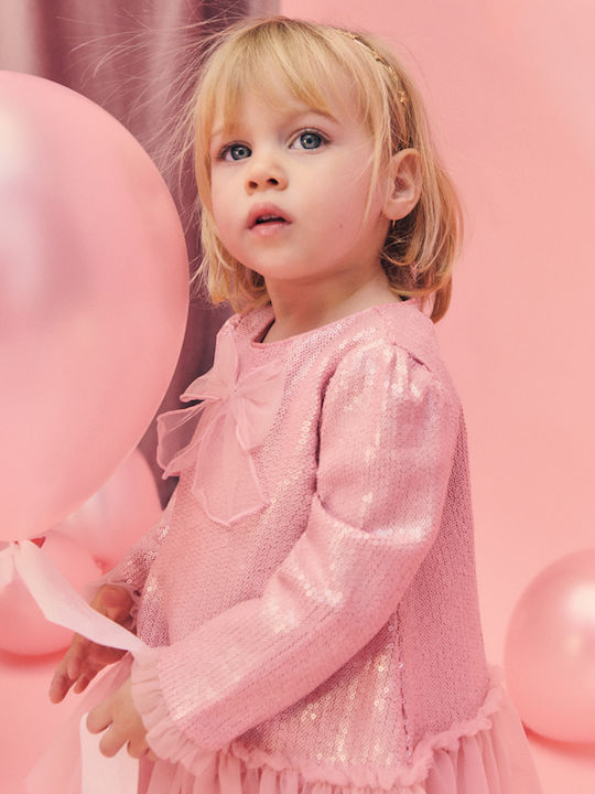 Mädchenkleid mit Pailletten Rosa