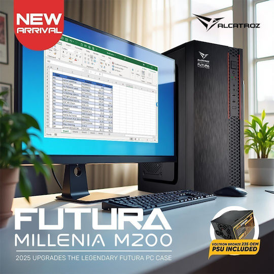 Alcatroz Futura Millenia M200 Midi Tower Κουτί Υπολογιστή Μαύρο