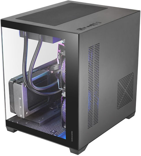Mars Gaming MC-VIEW3 Gaming Micro Tower Computer Case with Side Window and RGB Lighting Black
