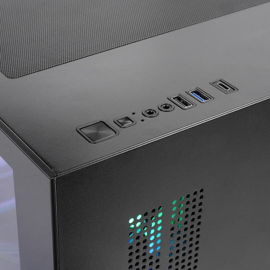 Mars Gaming MC-VIEW3 Gaming Micro Tower Computer Case with Side Window and RGB Lighting Black