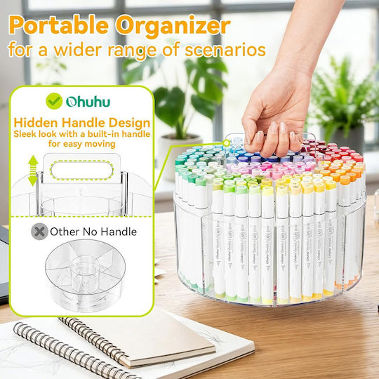 Ohuhu Organizator pentru markere transparent din acril cu rotație 360°