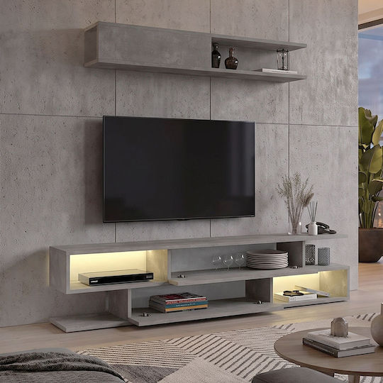 Комплект за дневна Manet Сив Цвят Бетон с Осветление Ш180xД29.5xВ39см