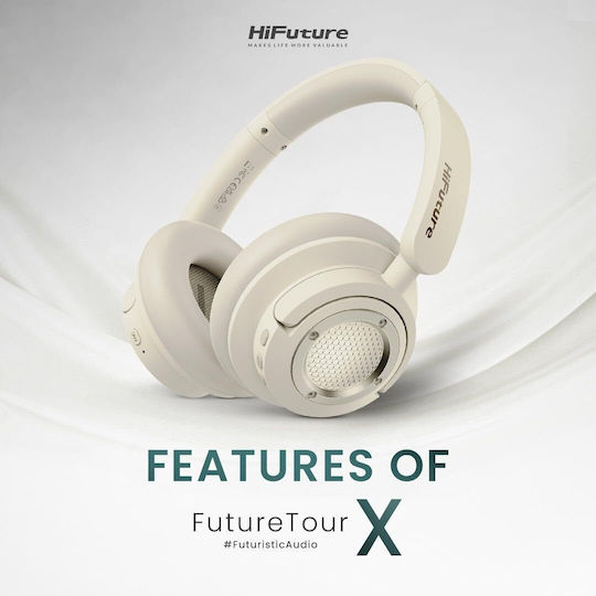 HiFuture FutureTour X Ασύρματα / Ενσύρματα Over Ear Ακουστικά με 35 ώρες Λειτουργίας Μπεζ