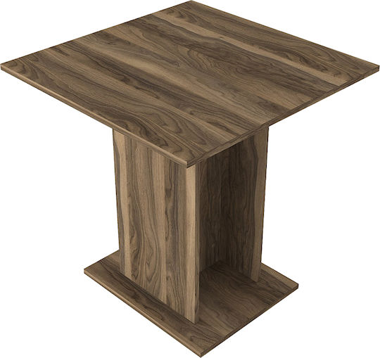 Allos Square Kitchen Wooden Walnut Table 75x75x77cm