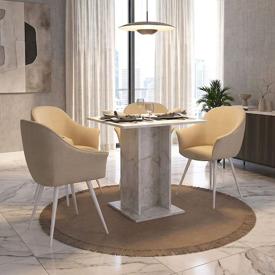 Allos Square Kitchen Table Wooden White 75x75x77cm