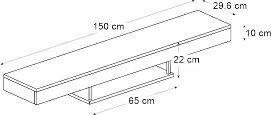 Albares TV Stand from Metal & Wood with LED Lighting Sandstone L150xW29.6xH22cm